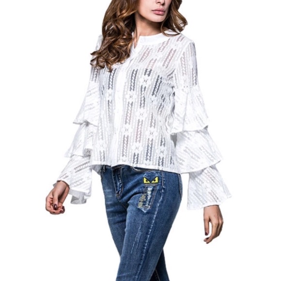 ruffle sleeve lace top - Picture 3 of 3